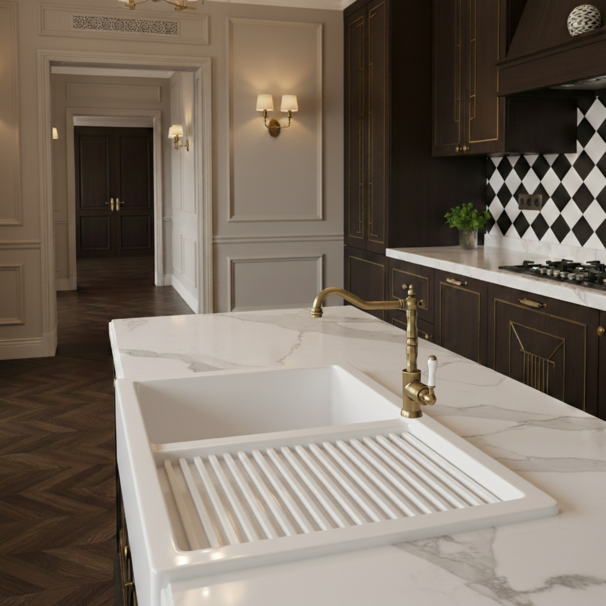 Robinet de cuisine en bronze antique