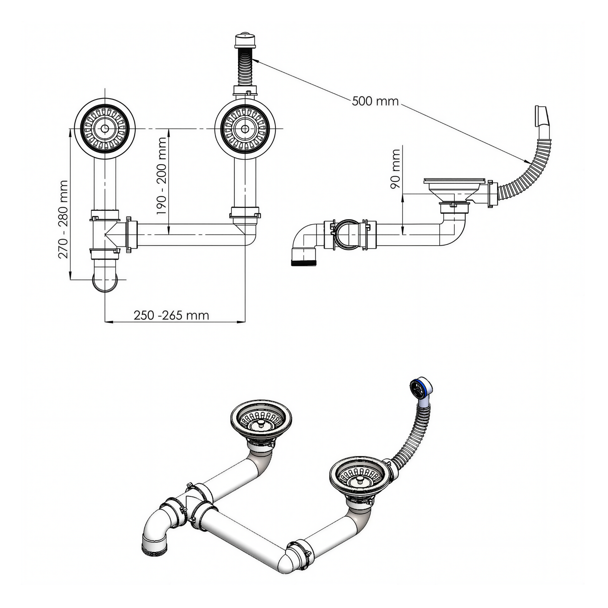Evier de cuisine AURÉLIA en granit composite, double bac profond
