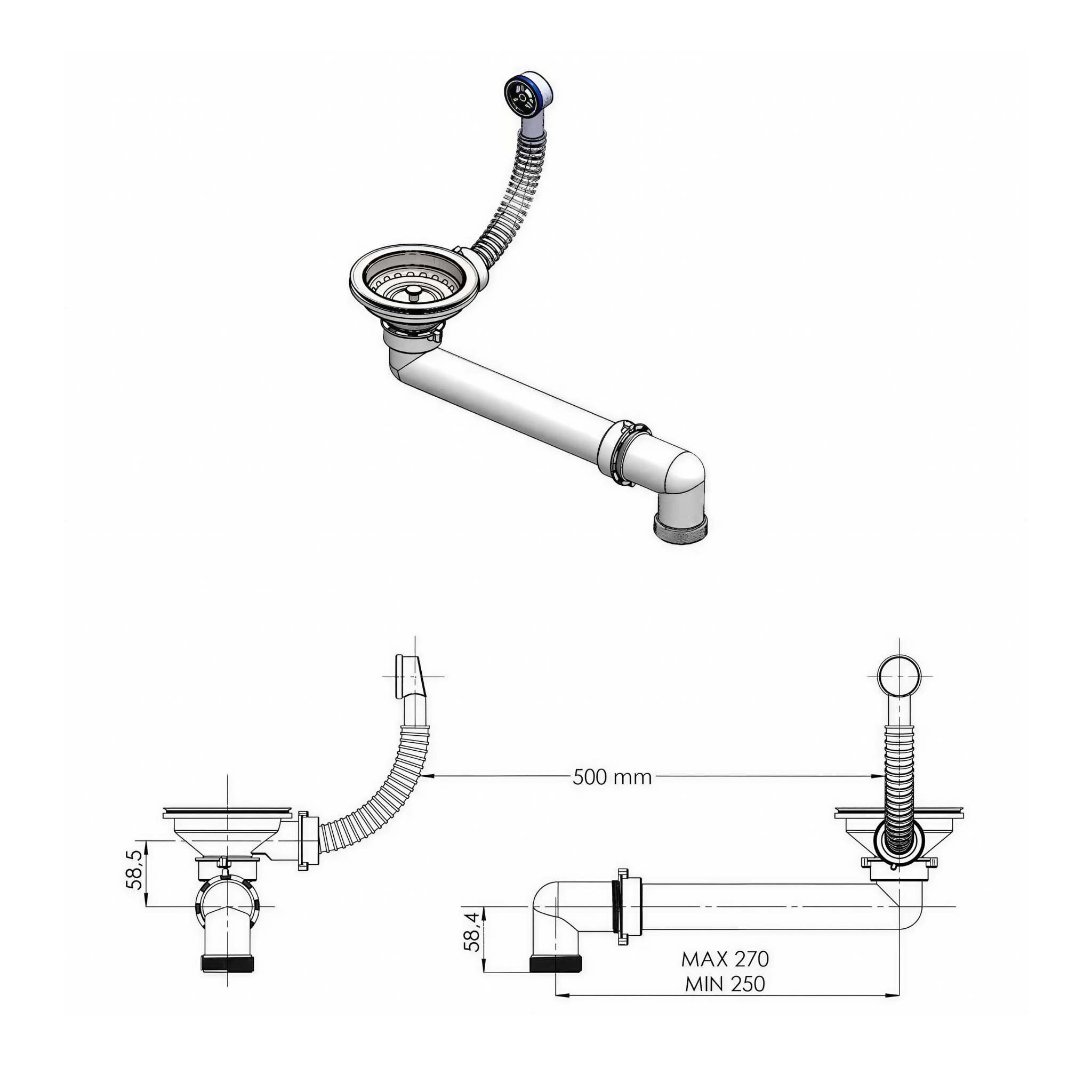 Evier de cuisine AURORA en granit composite, bac large et profond