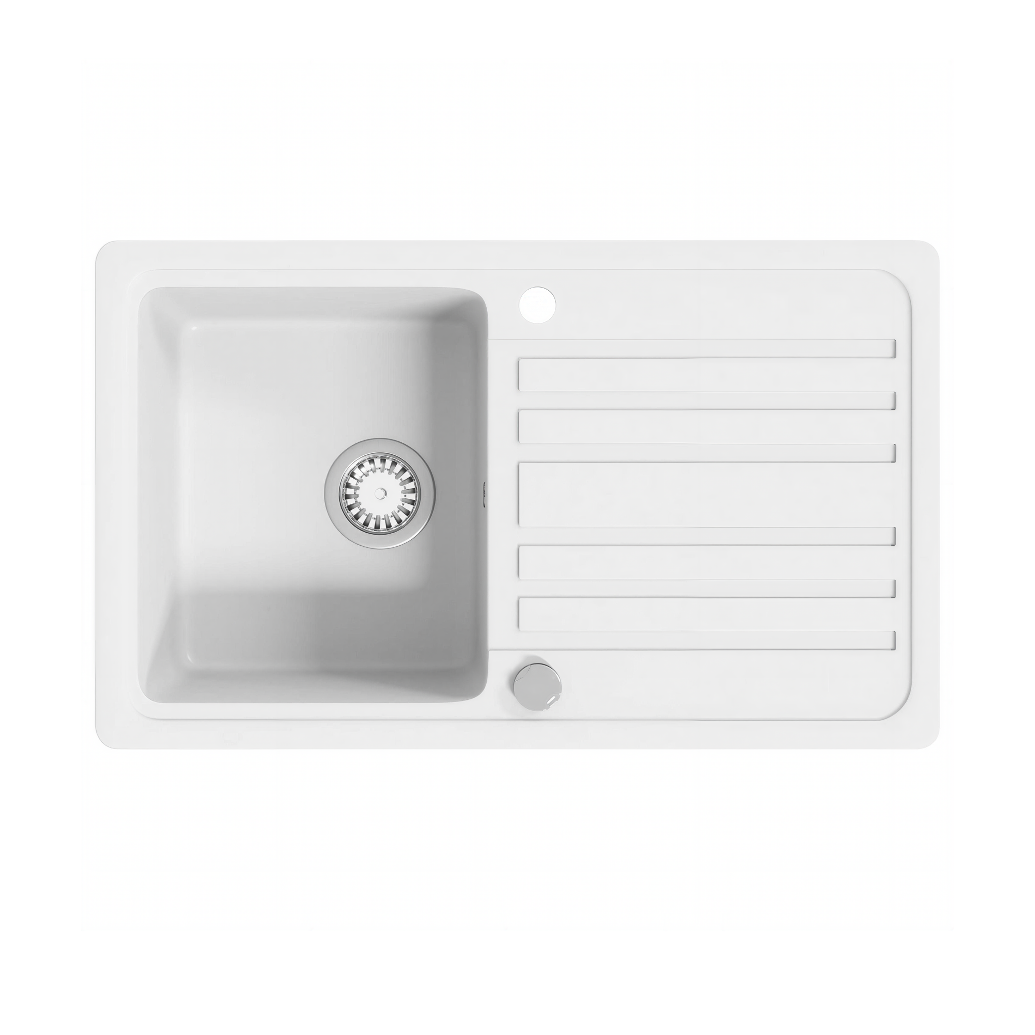 Evier de cuisine SIENA en granit composite, bac simple, égouttoir réversible