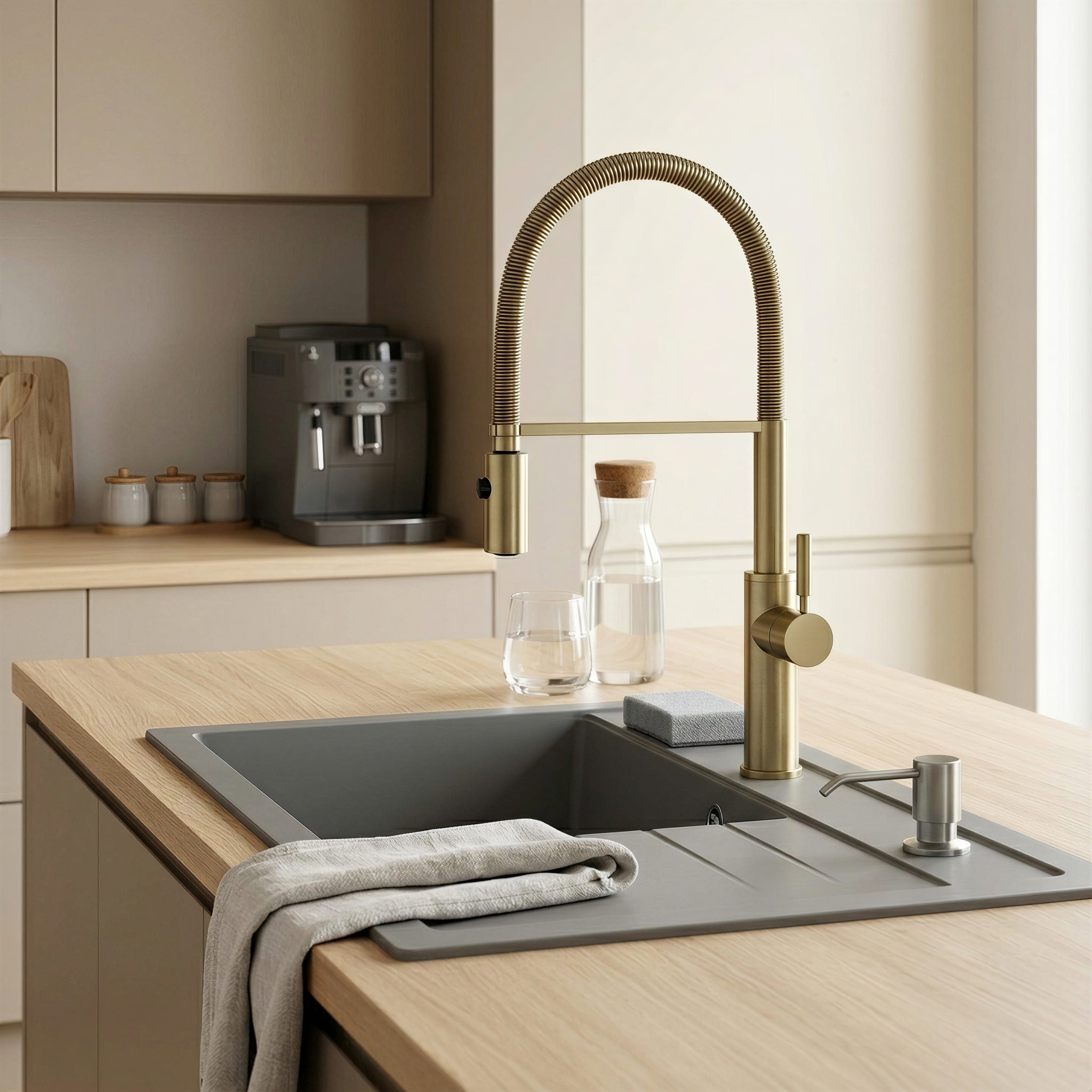 Robinet de cuisine douchette contemporain en laiton RIVAGE