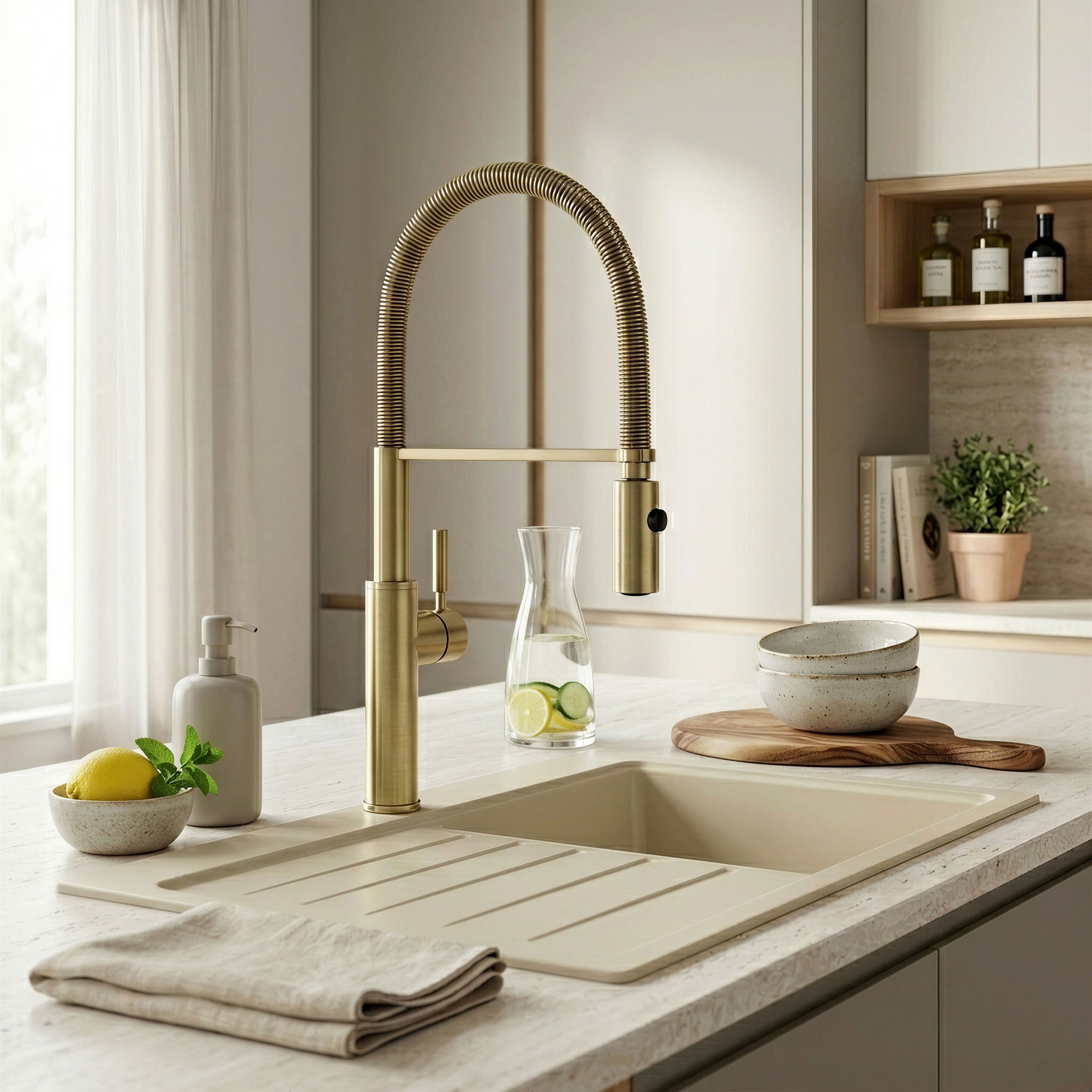 Robinet de cuisine douchette contemporain en laiton RIVAGE