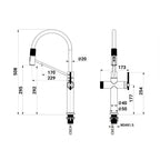 Robinet de cuisine douchette contemporain  3 voies en laiton PRESTIGE