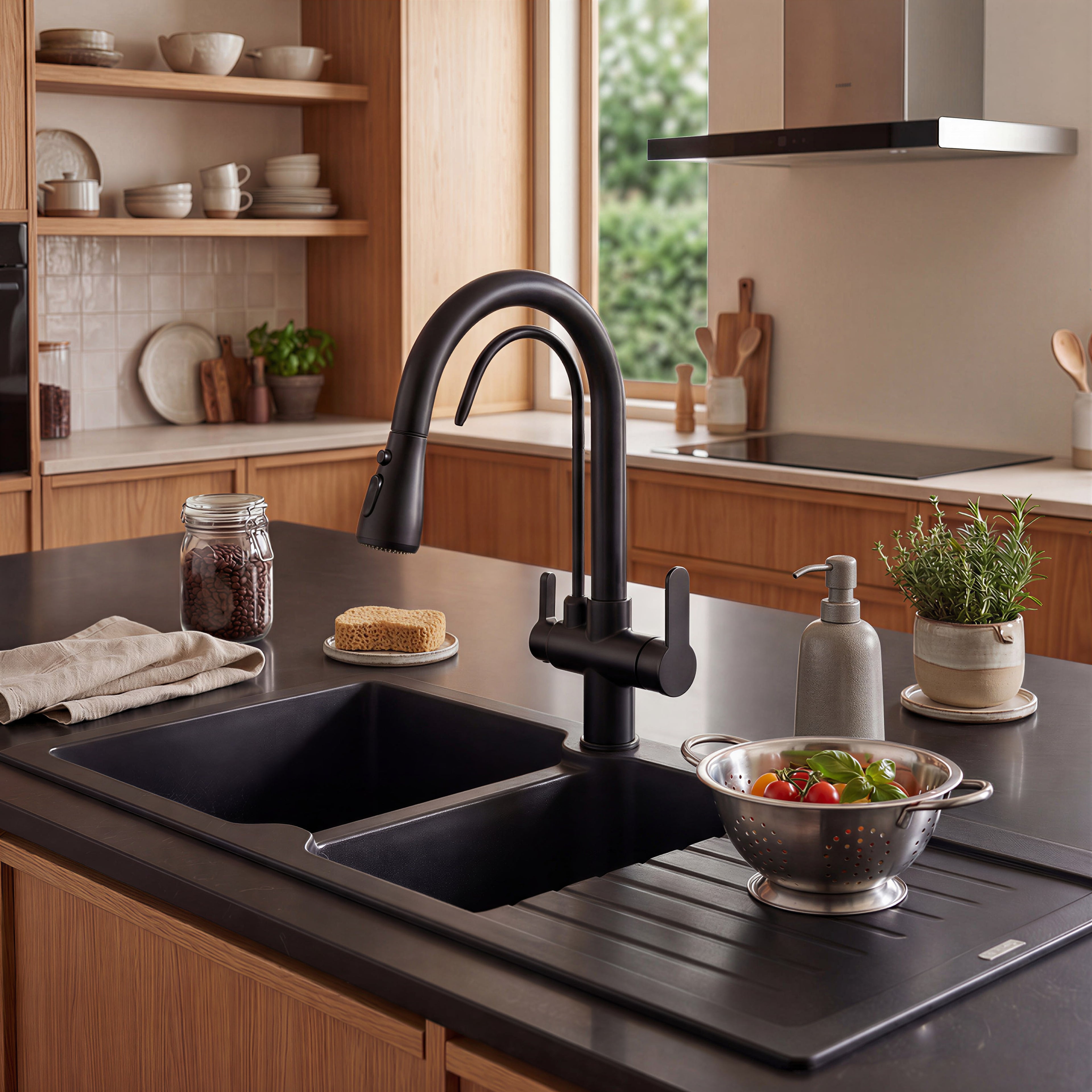 Robinet de cuisine douchette 3 voies architectural en laiton NORA