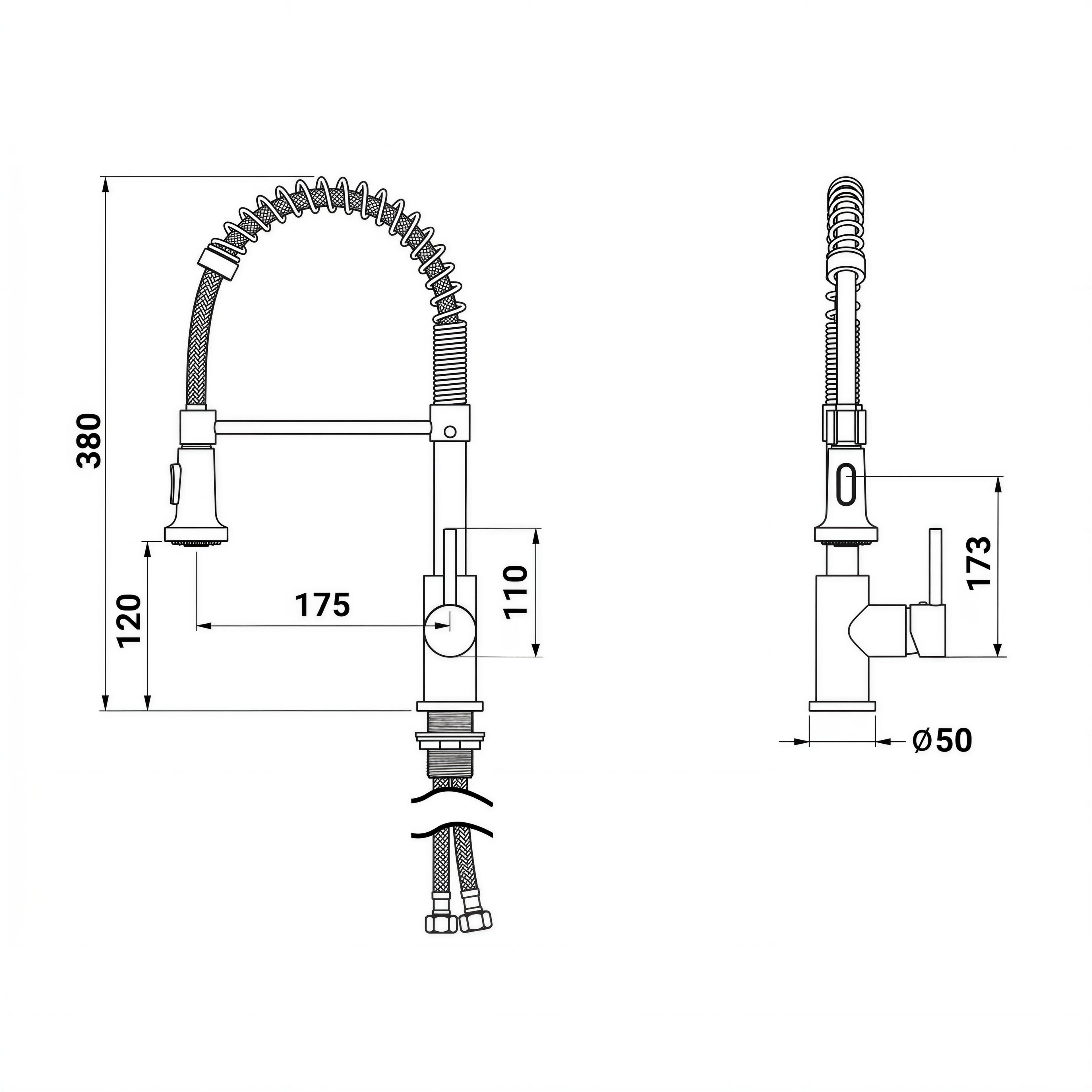 Robinet de cuisine douchette semi-pro en laiton ATLAS