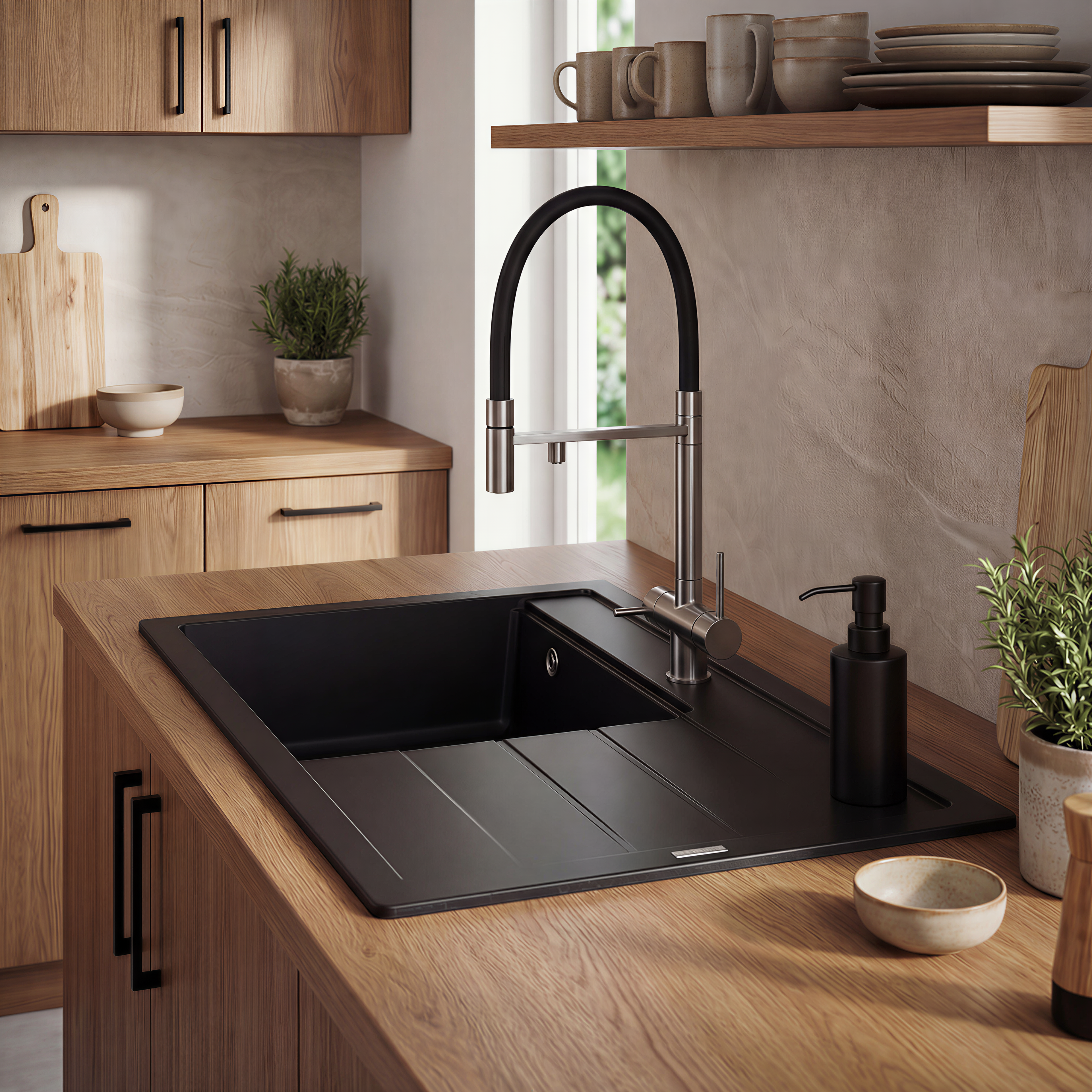 Robinet de cuisine douchette contemporain 3 voies en laiton FLORENCE