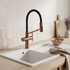 Robinet de cuisine douchette contemporain  3 voies en laiton PRESTIGE