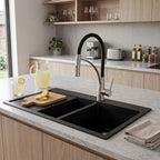 Robinet cuisine laiton contemporain LINÉA douchette | Cuisinora Signature