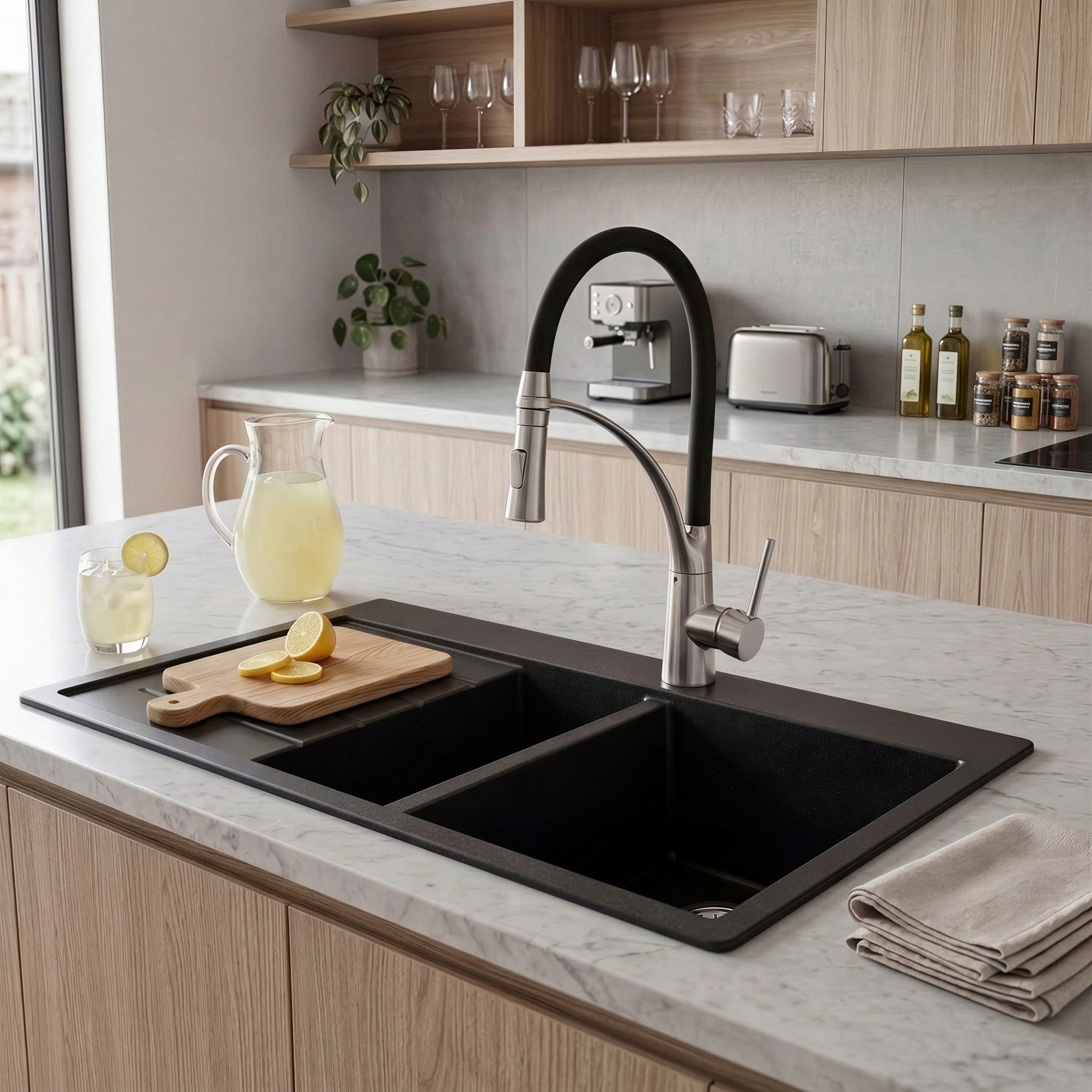 Robinet de cuisine douchette contemporain en laiton LINÉA